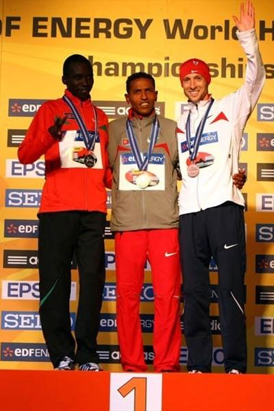 The men's medallists in the IAAF/EDF Energy World Half Marathon Championships in Birmingham (Getty Images)