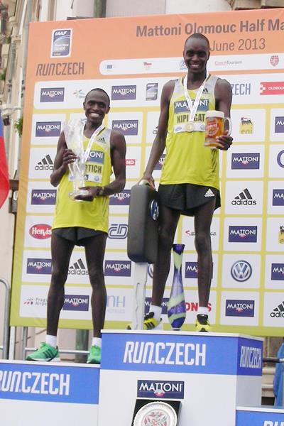 Henry Kiplagat on top of the podium at the Mattoni Half Marathon in Olomouc (Organisers)