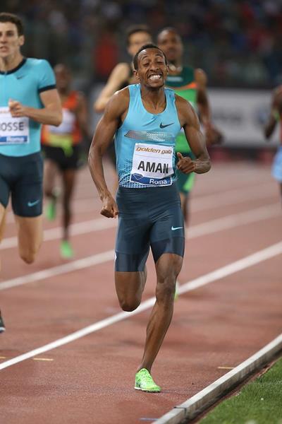 Mohammed Aman winning over 800m at the 2013 IAAF Diamond League in Rome (Giancarlo Colombo)