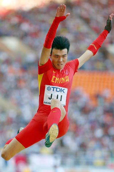Li Jinzhe of China in action in the Long Jump (Getty Images)