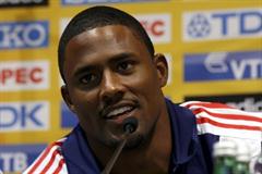 David Oliver at the pre-competition press conference in Split (Bob Ramsak)