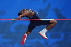 Bronze medal winner Justin FONDREN of USA in action during the Boys High Jump final - Day Four - WYC Lille 2011 (Getty Images)