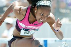 Brianna Rollins on her way to a 12.26 American record at the 2013 US Championships (Kirby Lee)