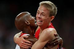 Training partners Mo Farah and Galen Rupp celebrate their 1-2 finish in the Olympic 10,000m final (Getty Images)