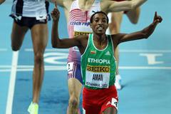 Mohammed Aman of Ethiopia celebrates as he wins gold in the Men’s 800 Metres - WIC Istanbul (Getty Images)