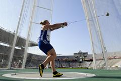 Alexandra Tavernier of France competes on the Women's Hammer Throw Final on the day five of the 14th IAAF World Junior Championships in Barcelona on 14 July 2012 (Getty Images)