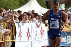 Eider Arevalo of Colombia on his way to winning the Junior title in Saransk (Getty Images)