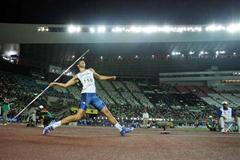 Tero Pitkamaki of Finland on his way to victory in the Javelin Throw Final (Getty Images)