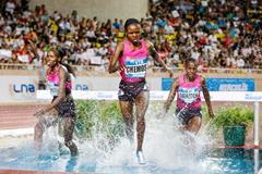 Milcah Chemos, winner of the 3000m Steeplechase at the 2013 Monaco Diamond League (Philippe Fitte)