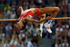 Blanka Vlasic of Croatia clears 2.04m in the women's High Jump to defend her World Championship title in Berlin (Getty Images)