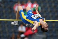 Bohdan Bondarenko of Ukraine on his way to winning gold in the High Jump Final (Getty Images)