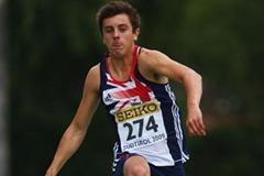 Benjamin Williams of Great Britain on his way to winning the Triple Jump final (Getty Images)