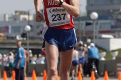 Denis Nizhegorodov of Russia on his way to winning the gold medal in the Men's 50km race (Getty Images)