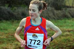 Fionnuala Britton on her way to victory at the Antrim International Cross Country 2013 (Mark Shearman)