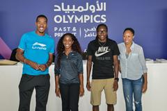 Christian Taylor, Shelly-Ann Fraser-Pryce, Brittney Reese and Allyson Felix at the Olympics Past and Present Exhibition in Doha (Organisers)