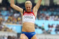 Tatyana Chernova of Russia competes in the long jump in the women's heptathlon  (Getty Images)