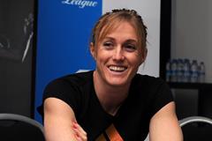 Sally Pearson at the 2013 IAAF Diamond League in Birmingham pre-event press conference (Mark Shearman)