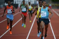 Kenenisa Bekele winning the 2013 IAAF Diamond League meeting in Eugene (Kirby Lee)