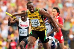 Usain Bolt in the mens 4x100m Relay at the IAAF World Athletics Championships Moscow 2013 (Getty Images)