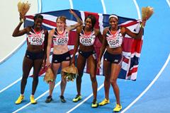 The British women's 4x400m team celebrate their European indoor gold medal (Getty Images)