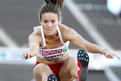 Poland's Anna Jagaciak in action in the Long Jump (Getty Images)