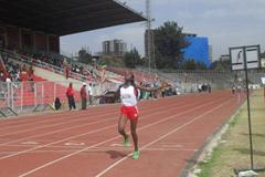 Senbere Teferi winning the 3000m at the 2013 Ethiopian Junior Championships (Bizuayehu Wagaw)