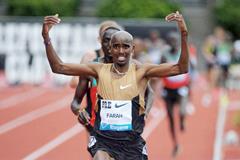 Mo Farah wins the 5000m in Eugene (Kirby Lee - Image of Sport)