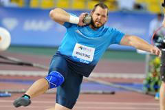 Ryan Whiting unleashes a putt of 22.28m to win the Shot at the 2013 Doha Diamond League (Errol Anderson)