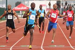 Shavez Hart brings home Bahamas for the men's 4x100m gold at the 2013 Central American & Caribbean Championships  (CONADE (Mexican Sports Institute))