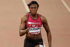 Blessing Okagbare on her way to winning the 100m in Beijing (Getty Images)