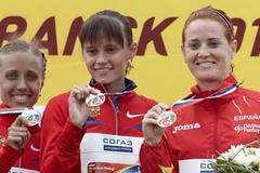 The women's 20km podium: Elena Lashmanova, Olga Kaniskina and Maria José Poves (Getty Images)