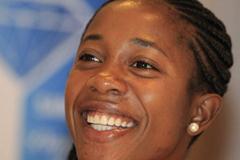 Shelly-Ann Fraser-Pryce at the Zurich press conference (Gladys Chai van der Laage)