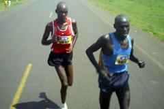 Kiprop and Kibet running in the 2008 Ugandan Road Running Champs (Daniel Senfuma)