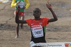 Emily Chebet of Kenya wins the senior women's race at the  IAAF World Cross Country Championships, Bydgoszcz, Poland, on Sunday 24 March (Getty Images)