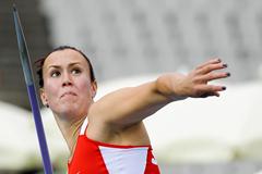Marija Vucenovic of Serbia competes during the Women's Javelin Throw qualification round on the day one of the 14th IAAF World Junior Championships in Barcelona on 10 July 2012 (Getty Images)
