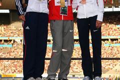 The women's 1500m medallists (L-R) Great Britain's Lisa Dobriskey (silver), Bahrain's Maryam Jamal (gold) and the USA's Shannon Rowbury (bronze) (Getty Images)