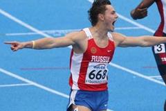 Konstantin Shabanov of Russia celebrates his win in the final of the Men's 110m Hurdles (Getty Images)