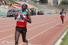 Peter Langat wins the 2000m Steeplechase at 2009 East African Youth Championships (Elshadai Negash)