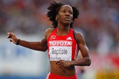 Kelly-Ann Baptiste of Trinidad and Tobago competes in the women's 200m heats in Berlin (Getty Images)