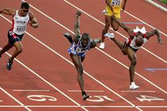 Ladji Doucoure crosses the line en route to gold in Helsinki (Getty Images)