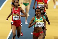 Defending champion Meseret Defar of Ethiopia competes in the 3,000m heats in Doha (Getty Images)