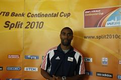 Tyson Gay at a press conference in Split, Croatia, on the eve of the IAAF / VTB Bank Continental Cup (Bob Ramsak)