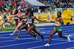 Jennifer Madu of the USA takes the World Youth 100m title in Lille (Getty Images)
