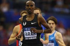 Mo Farah on his way to an assured victory in the 3000m in Birmingham (Getty Images)