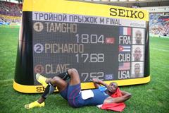 Teddy Tamgho in the mens Triple Jump at the IAAF World Athletics Championships Moscow 2013 (Getty Images)