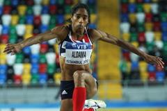 Yamile Aldama of Great Britain competes in the Women's Triple Jump qualification - Day one WIC Istanbul (Getty Images)
