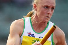 Sally Pearson in action in the 4x100m Relay (Getty Images)
