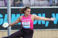 Sandra Perkovic at the 2013 IAAF Diamond League meeting in Lausanne (Gladys von der Laage)