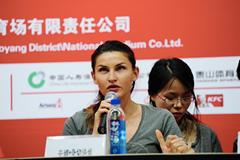 Anna Chicherova at the press conference ahead of the 2013 IAAF World Challenge meeting in Beijing (organisers)