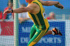Gerhard de Beer of South Africa going for the Bronze Medal in the Boys Discus final during day one of WYC Lille 2011 (Getty Images)